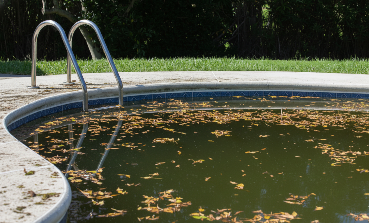 Piscina Antes 3 - Folhas flutuando